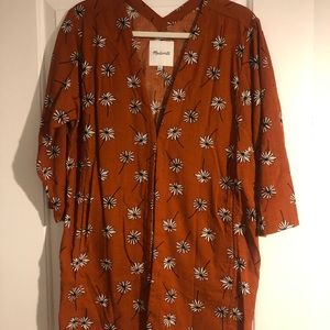 Madewell red-orange floral cover-up